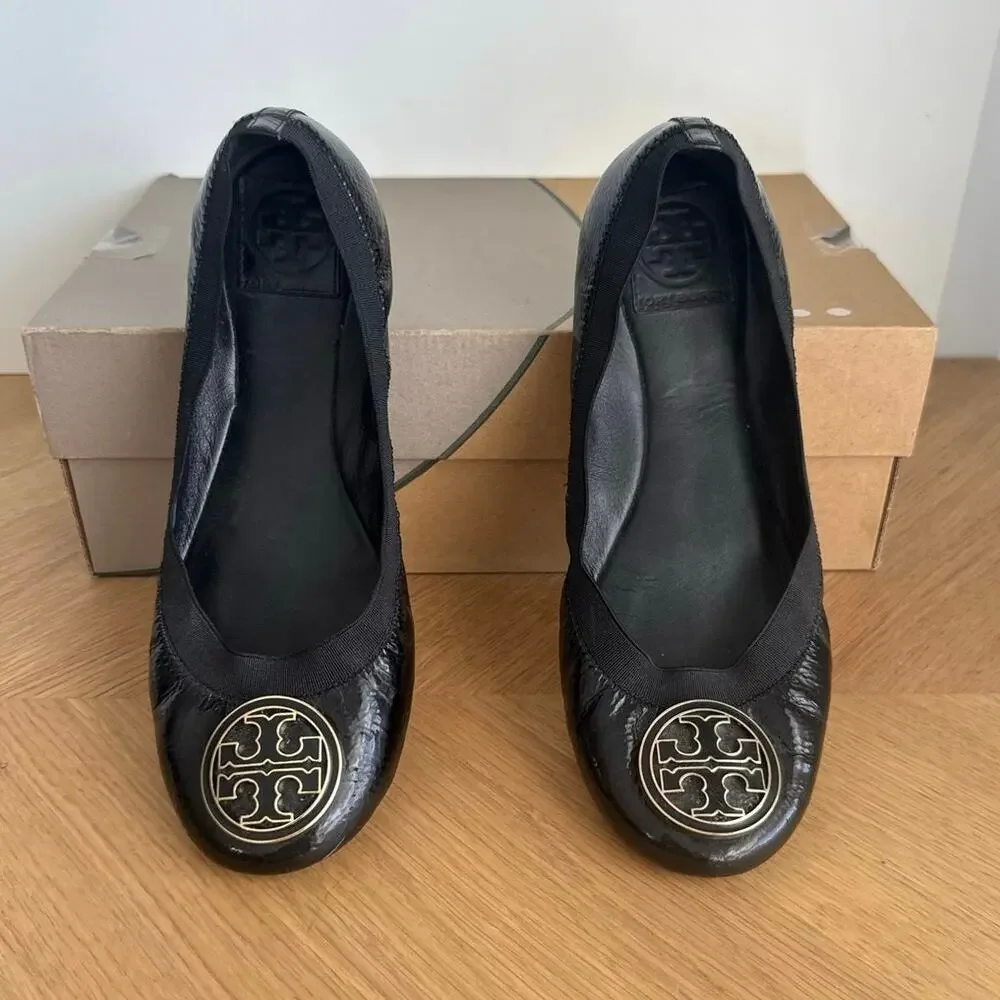 Tory Burch Black/Gold Women Ballet Flats - SZ 8.5